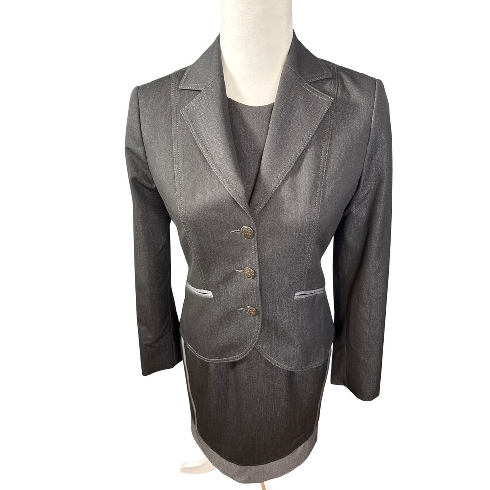 Tristan Dress Suit Set, Sleeveless Sheath Dress 4, Gray, Blazer, Formal Career - Picture 4 of 16